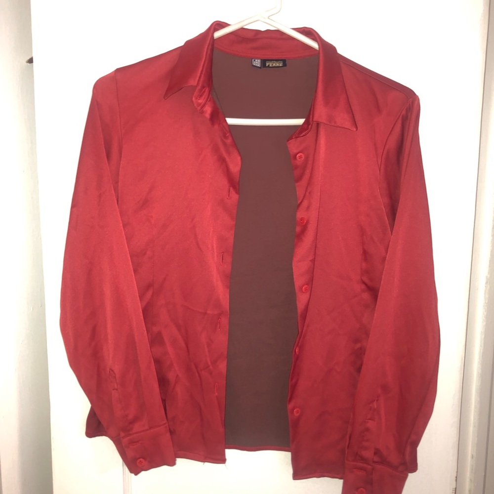 Gianfranco ferre Burgundy button up Silk top